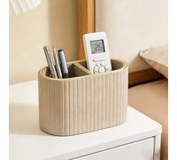 NZWBSHSSP Desk Organizer PU Leather Pencil Holder Dual Compartment Pencil Cup Remote Control Holder Makeup Brush Caddy Desktop Supplies and Accessories Organizer for Office Home School
