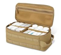 NZWBSHSSP First Aid Bag Empty Pill Box Organizer Portable Travel Pill Bottle Organizer for Home Outdoor Emergency Traveling(Brown)