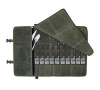 NZWBSHSSP Knife Roll Bag Double Layer Waxed Canvas Chef Knife Bag 10 Slots Large Kitchen Knives Cases with Zipper Pocket for Chefs Culinary Traveling