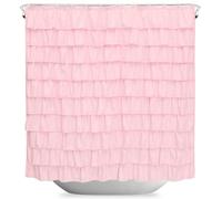 NZWBSHSSP Pink Ruffle Shower Curtain Farmhouse Bathroom Curtain with Elegant Layered Ruffles Rustic Shabby Chic Style 72x72 Inch Decorative Drapes for Bathroom(Pink)