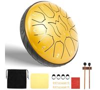 NZWBSHSSP Steel Tongue Drum 11 Notes Tongue Drum 6 inch Small Hand Pan Drum Rustproof Percussion Instrument Sound Healing Tank Drum for Meditation Yoga Musical Education(golden)