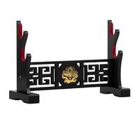 NZWBSHSSP Sword Stand Display 2 Layer Wooden Sword Rack Holder Katana Genji Japanese Samurai Blade Gladius Templar Medieval Sword Stand Velvet Protect with Golden Dragon Pattern