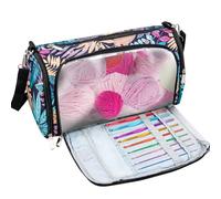 NZWBSHSSP TPR Knitting Bag Large Capacity Yarn Storage Bag with 5 Compartments and Top Eyelet Dustproof Crochet Handbag for Crochet Kintting(B)