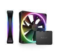 NZXT F140 RGB Duo Twin Pack - 2 x 140mm Dual-Sided Fans with Controller - 20 Individually Addressable LEDs - Balanced Airflow and Static Pressure - Fluid Dynamic Bearing - PWM - Black