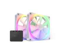 NZXT F140 RGB Fans - RF-R14DF-W1 - Advanced Lighting Customization - Whisper Quiet Cooling - Twin Fan & Controller INCLUDED) - 140mm Fan - White