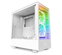 NZXT H5 Elite Compact ATX Mid-Tower PC Gaming Case - Built-in RGB Lighting - Tempered Glass Front and Side Panels - Cable Management - 2 x 140mm RGB Fans Included - 280mm Radiator Support - White