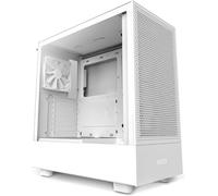 NZXT H5 Flow Compact ATX Mid-Tower PC Gaming Case - High Airflow Perforated Front Panel - Tempered Glass Side Panel - Cable Management - 2 x 120mm Fans Included - 280mm Radiator Support - White