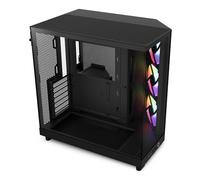 NZXT H6 Flow RGB CC-H61FB-R1 Compact Dual-Chamber Mid-Tower Airflow Case Includes 3 x 120mm RGB Fans Panoramic Glass Panels High-Performance Airflow Panels Cable Management Black