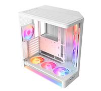 NZXT H6 RGB+ Compact Dual-Chamber ATX PC Case - Pre-Installed RGB Fans & Control Hub Lite - 360mm Radiator - Back-Connect Ready - Seamless Curved Glass - White