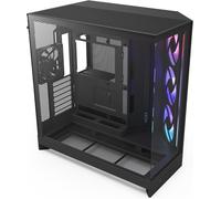 NZXT H9 Flow RGB (2025) - Large Dual-Chamber ATX Mid-Tower Airflow PC Case - Includes 1 x 420mm RGB Fan Unit & 1 x 120mm Fan - 420mm Radiator Support - Tempered Glass - Back-Connect Ready - Black