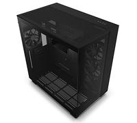 NZXT H9 Flow Dual-Chamber ATX Mid-Tower PC Gaming Case CM-H91FB-01 - High-Airflow Perforated Top Panel Tempered Glass Front & Side Panels 360mm Radiator Support Cable Management