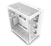 NZXT H9 Flow Dual-Chamber ATX Mid-Tower PC Gaming Case CM-H91FW-01 - High-Airflow Perforated Top Panel Tempered Glass Front & Side Panels 360mm Radiator Support Cable Management White