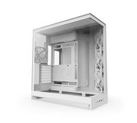 NZXT H9 Flow - Dual-Chamber ATX PC Case - White | Dual-chamber ATX flagship with 4 included fans, 420mm top and front radiator support, and wraparound tempered glass.