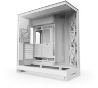 NZXT H9 Flow (2025) - Large Dual-Chamber ATX Mid-Tower Airflow PC Case - Includes 3 x 140mm & 1 x 120mm Fans - 420mm Radiator Support - Tempered Glass - Back-Connect Ready - White