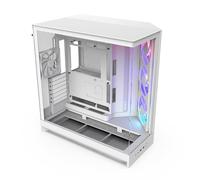 NZXT H9 Flow RGB (2025) - Large Dual-Chamber ATX Mid-Tower Airflow PC Case - Includes 1 x 420mm RGB Fan Unit & 1 x 120mm Fan - 420mm Radiator Support - Tempered Glass - Back-Connect Ready - White