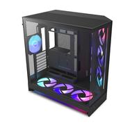 NZXT H9 Flow RGB+ (2025) - Large Dual-Chamber ATX Mid-Tower Airflow PC Case - Includes 7 RGB Fans (6 x 140mm, 1 x 120mm) & Control Hub - 420mm Radiator Support - Back-Connect Ready - Black