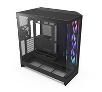NZXT H9 Flow RGB - Dual-Chamber ATX PC Case - Black | Dual-chamber flagship with pre-installed 420mm RGB fan unit, 420mm radiator support, and wraparound tempered glass.