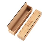 NZXVSE 2pcs Bamboo Plastic Wrap Dispenser with Cutter, Parchment Paper and Aluminum Foil Dispenser for Kitchen Drawer/Wall Mount, Compatible with 13 inch Roll