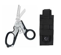 NZXVSE 6 in 1 Emergency Response Shears, 6 Functions Scissors with Strap Cutter and Glass Breaker, Portable Pocket Multi Tool with Utility Holster (Square)