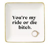 NZY Funny Best Friend Ring Dish Gift-Thank You Wedding Graduation Birthday Farewell Christmas Gift for Women,Bff,Bestie,Sister-Jewelry Tray Trinket Holder-You're My Ride