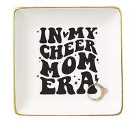 NZY Mother’s Day Birthday Christmas Gifts for Mom-Cheerleading Mother Present,Cheer Squad Mama Gift,Mum Life,Stage Mum Present,Ceramic Jewelry Tray Trinket Holder Ring Dish,In My Cheer Mom Era