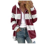 NZYIHAO Fleece Jacket Women's Warm Winter Jacket Teddy Fleece Hoodie Winter Plush Jacket Long Sleeve Hooded Jacket with Hood Winter Coat Fashion Transition Jacket Colour Block Casual Teddy Jacket