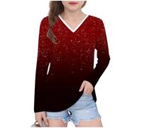 NZYIHAO Girls' Sweatshirt Colour Gradient Children's Leisure Pullover Winter Colourful Tops Long Sleeve Shirt for Girls Long Sleeve Basic Long Shirt 3-14 Years, red, 11-12 Jahre