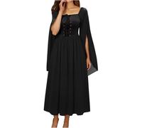 NZYIHAO Halloween Costume Women's Gothic Clothing Witch Vampire Viking Long Sleeve Costumes Renaissance Fairy Tale Large Sizes Medieval Dresses Festive Outfit Mesh Victorian Dress