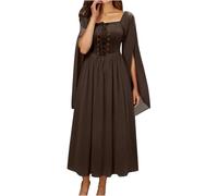 NZYIHAO Halloween Costume Women's Gothic Clothing Witch Vampire Viking Long Sleeve Costumes Renaissance Fairy Tale Large Sizes Medieval Dresses Festive Outfit Mesh Victorian Dress