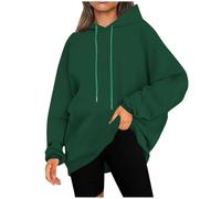 NZYIHAO Hoodie Women's Oversize Pullover Sport Long Sleeve Fleece Lined Sweatshirt with Hood Plain Basic Hoodie Long Sleeve Shirt (Available in Plus Size), Green, S