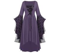 NZYIHAO Lightning Offers of the Day Medieval Clothing Women's Renaissance Costume Women Medieval Dress with Trumpet Sleeves Gothic Maxi Dress Carnival Halloween Party