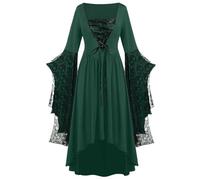 NZYIHAO Lightning Offers of the Day Medieval Clothing Women's Renaissance Costume Women Medieval Dress with Trumpet Sleeves Gothic Maxi Dress Carnival Halloween Party