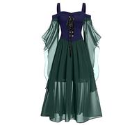 NZYIHAO Lightning Offers of the Day Medieval Dress Women's Renaissance Costumes Dresses Trumpet Sleeves Gothic Retro Halloween Carnival Costume Vintage Medieval Dress for