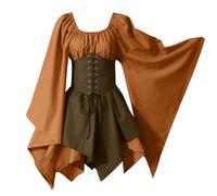 NZYIHAO Lightning Offers of the Day Women's Medieval Dress with Trumpet Sleeves, Traditional Irish Dress for Women Victorian Renaissance Carnival Costume Party