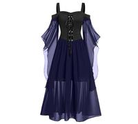 NZYIHAO Offers of the Day Today, Halloween, Carnival Dress, Women's 80s Medieval Clothing, Devil Vampire Costume, Shoulderless Mesh, Butterfly Sleeves, Gothic Vintage Clothes for
