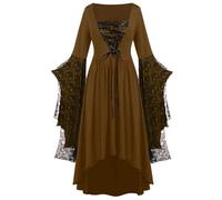 NZYIHAO Offers of the Day Today Lightning Offers Medieval Clothing Women's Renaissance Costume Women Medieval Dress with Trumpet Sleeves Gothic Maxi Dress Carnival