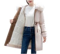 NZYIHAO Parka Women's Long Winter Coat Warm Quilted Jacket with Hood Fur Collar Winter Parka Long Sleeve Coat Large Sizes Winter Jacket Zip Quilted Coat Loose Jacket Comfortable Hooded Jacket Women's