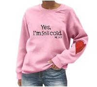 NZYIHAO Pullover Women's Crew Neck Sweatshirt Letter Print Long Sleeve Shirt Love Heart Print Tops Loose Fit Sportswear Long Sleeve Blouse Sports Shirt Comfortable Tops Winter Tunic Casual Long Shirt