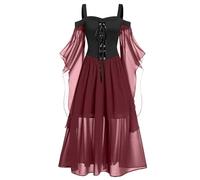 NZYIHAO Show My Orders 2025 Halloween Carnival Dress Women's 80s Medieval Clothing Devil Vampire Costume Shoulderless Mesh Butterfly Sleeves Gothic Vintage Clothes