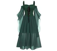 NZYIHAO Show My Orders 2025 Halloween Carnival Dress Women's 80s Medieval Clothing Devil Vampire Costume Shoulderless Mesh Butterfly Sleeves Gothic Vintage Clothes