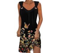 NZYIHAO Strappy Dress Women's Elegant Summer Dress V-Neck Evening Dresses Floral Print Dresses Summer Cocktail Dress Spaghetti Dress Sleeveless Ball Dresses Long Beach Dress Light Casual Dresses
