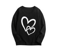 NZYIHAO Sweatshirt Girls Love Heart Print Long Sleeve Crew Neck Children's Pullover Casual Long Sleeve Tops Age 3-14 Years, black, 11-12 Jahre