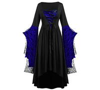 NZYIHAO The Discount Renaissance Costume Women Medieval Dress with Trumpet Sleeves Skull Print Gothic Dresses Women's Medieval Clothing for Halloween Carnival Large Sizes