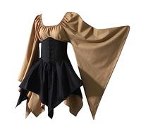 NZYIHAO The Discounter Traditional Irish Dress for Women, Renaissance, Medieval, Carnival Costume, Flared Sleeves, Corset for Halloween, Witch Costume,