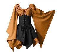 NZYIHAO The Discounter Traditional Irish Dress for Women, Renaissance, Medieval, Carnival Costume, Flared Sleeves, Corset for Halloween, Witch Costume,