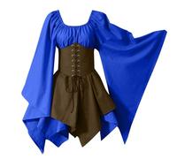 NZYIHAO The Discounter Women's Medieval Dress with Trumpet Sleeves, Traditional Irish Dress for Women, Victorian Renaissance, Carnival Costume, Party, Halloween