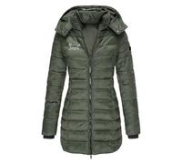 NZYIHAO Women's Long Quilted Down Jacket with Hood Warm Winter Coat Casual Down Coat Long Sleeve Winter Jacket Loose Quilted Coat Large Sizes Jacket Zip Coat Winter Hooded Jacket, #01 Army Green, L