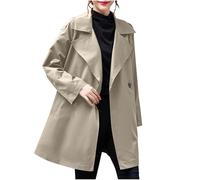 NZYIHAO Women's Trench Coat Women's Windbreaker Casual Plain Long Sleeve Double Breasted Jacket with Pockets for Streetwear Outerwear Long Lightweight Winter Jacket Classic Transition Jacket, khaki, M