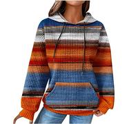 NZYIHAO Women's Waffle Hoodie Vintage Colourful Pullover Winter Warm Long Sleeve Tops Sweatshirt with Hood Jumper Blouse Tops Hoodie Pockets Winter Jumper Streetwear Outwear 5XL, White, XXL