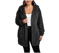 NZYIHAO Women's Winter Jacket Hoodie Fleece Jacket Warm Winter Coat Stylish Pullover Cardigan Open Front Plush Jacket Long Coat Winter Jacket Fashion Hooded Jacket Teddy Jacket, black, L